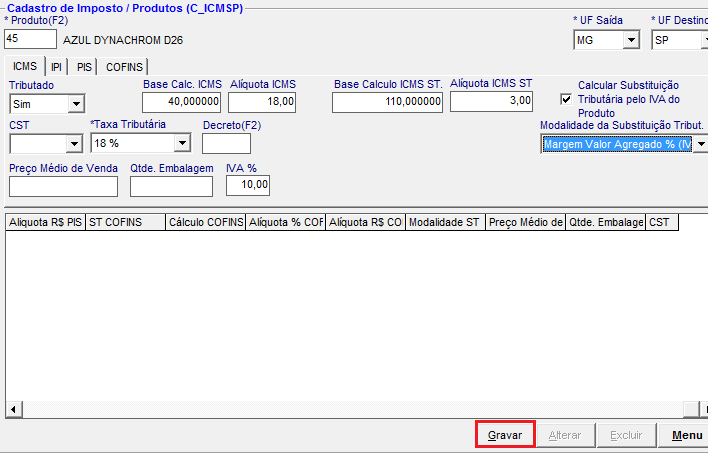 Configurar Impostos dos Produtos