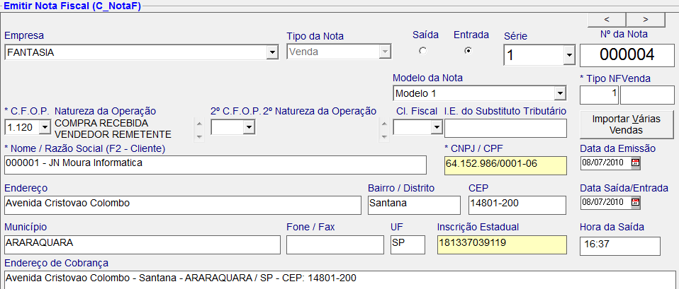 Configurar Impostos dos Produtos ICMS ST Agora iremos emitir uma fiscal de venda