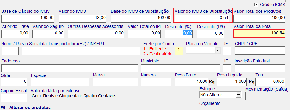 Configurar Impostos dos Produtos ICMS ST O sistema calculará o