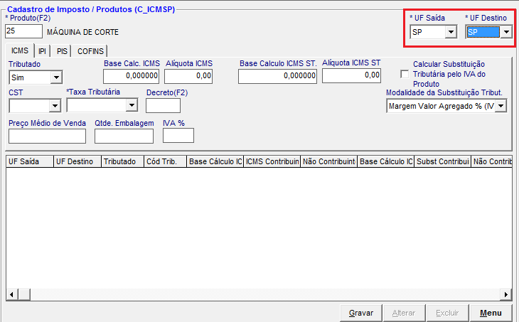 Configurar Impostos dos Produtos IPI Informe