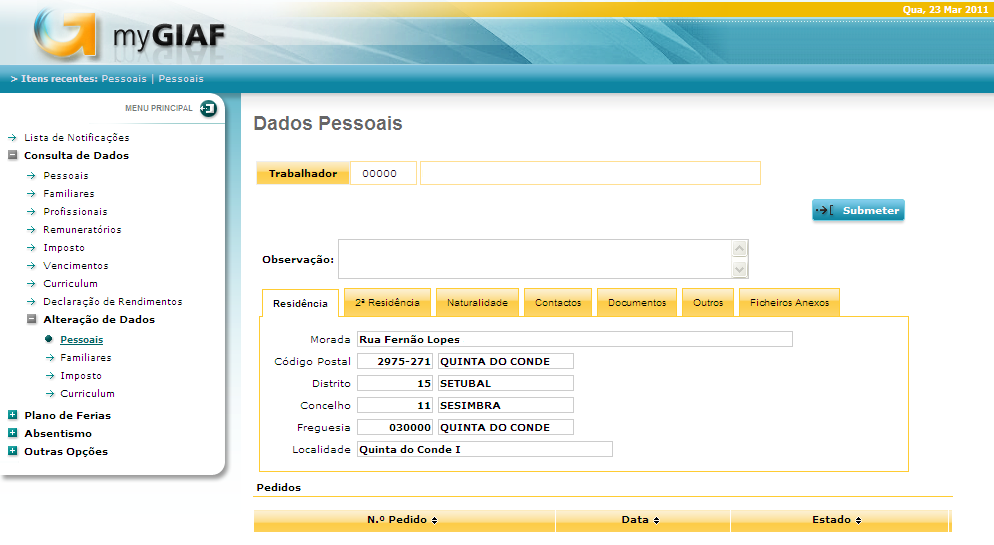 Autorizar utilizador de criação recebe uma notificação em como o pedido foi autorizado e os dados são automaticamente integrados no GIAF (base de dados referente aos trabalhadores); Devolver