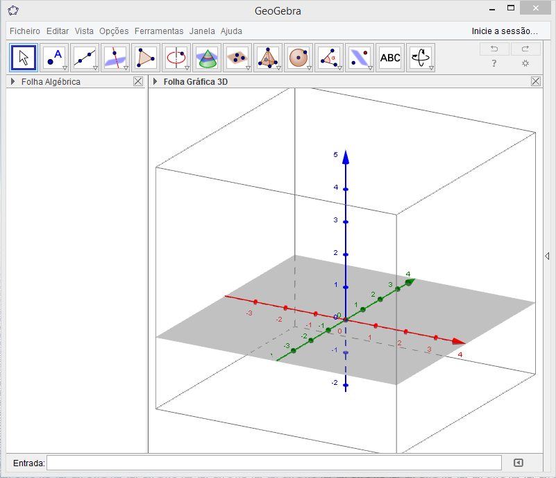 2.2 Folha Gráfica 3D no desktop Se selecionarmos o modo da folha gráfica 3D aparecerá uma janela com o aspeto seguinte. Figura 2.