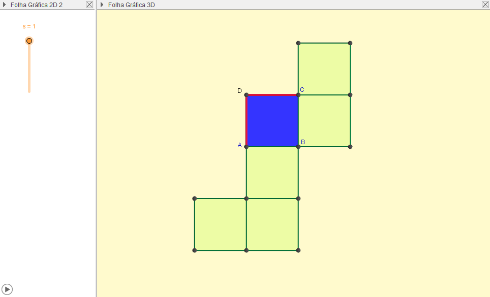 1. Planificação[a,s,faceABCD,arestaAD,arestaAE,arestaBF,arestaCD] Figura 3.23: Planificação do cubo 2.