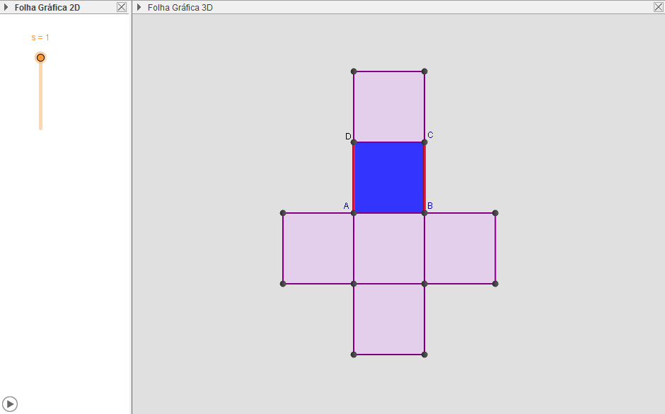 4. Planificação[a,s,faceABCD,arestaAD,arestaCD,arestaEF,arestaFG] Figura 3.26: Planificação do cubo 5.