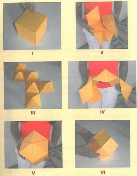 3.2.2 Decomposição do cubo em 6 pirâmides No manual de 8 o ano [3] é apresentada uma ilustração que permite decompor um cubo em 6 pirâmides. Figura 3.