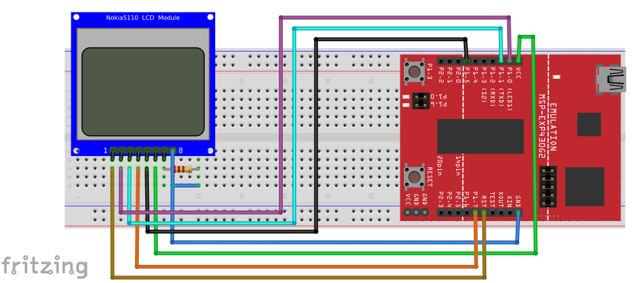 Tabela de Conexões Esquema de Montagem O algoritmo, elaborado no software Code Composer Studio da Texas Instruments, foi baseado no código escrito por RobG do fórum http://forum.43oh.com/.