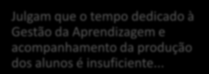 ROTINA DOS DIRETORES Julgam que o tempo dedicado à Gestão da Aprendizagem e acompanhamento da produção dos alunos é insuficiente.