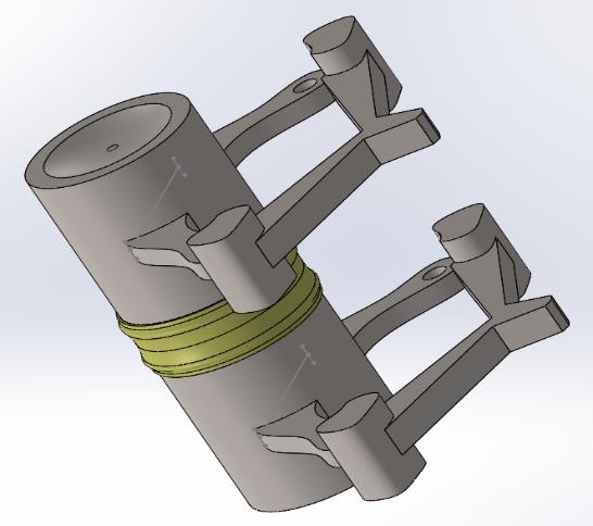 Titanium Tabela 1: Características das peças desenhadas Simulações de desempenho Figura 11: Duas vertebras cervicais com o modelo obtido do disco cervical de Bryan entre si; As seguintes simulações