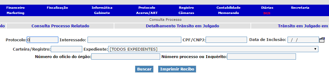 Conferir o endereço de e-mail do órgão Se estiver diferente ou não conter no cadastro, alterá-lo ou inseri-lo nesse campo.