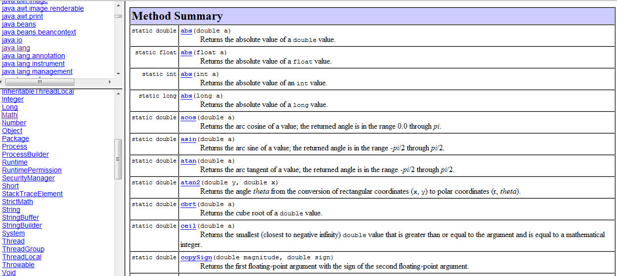 API JAVA http://download.oracle.