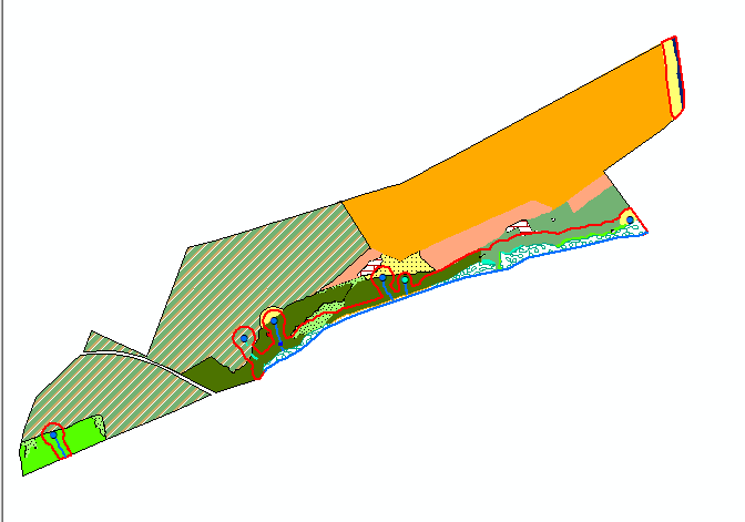 Aqui escolha o tipo de textura Aqui escolha a cor Aqui escolha largura da linha exterior - No final seu mapa deverá ficar como na figura abaixo: - Este será um dos produtos da aula, portanto