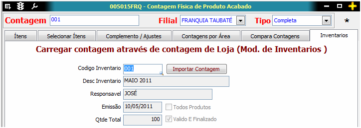 Importar contagens realizadas no Linx POS Manager ou na tela 120018 Inventário de Loja para Ajuste de Estoque Procedimentos para processar o inventário 1.