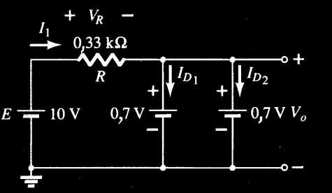 DIODOS EM SÉRIE Exemplo 3 (ex. 2.9 Boylestad): Calcular V0 e ID. Adotar modelo simplificado.