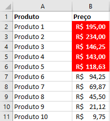 Formatação condicional 1.