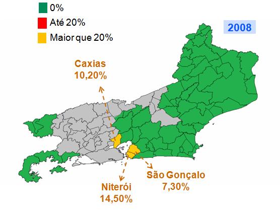 Áreas de Risco à Operação Evolução do mapa da área de risco 0% Até 20% Maior que 20% 2008 2015 Petrópolis 1,82% Teresópolis 1,92% Itatiaia 4,58%