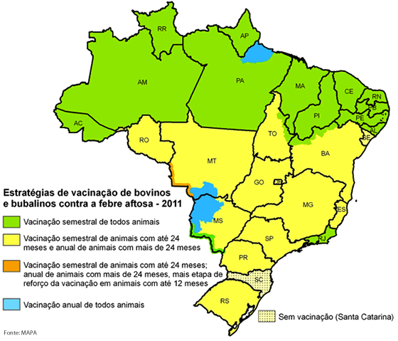 Brasil nunca ter apresentado um caso de BSE, segundo a Organização