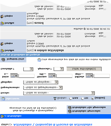 Ordenação & Procura Este processo de pesquisa permite a listagem de todas os registos de actividades inseridas no sistema.