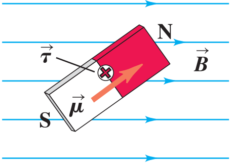 Momento Magnético Dipolar A bobina quando sofre torque devido ao campo magnético, se assemelha a um ímã com barra.