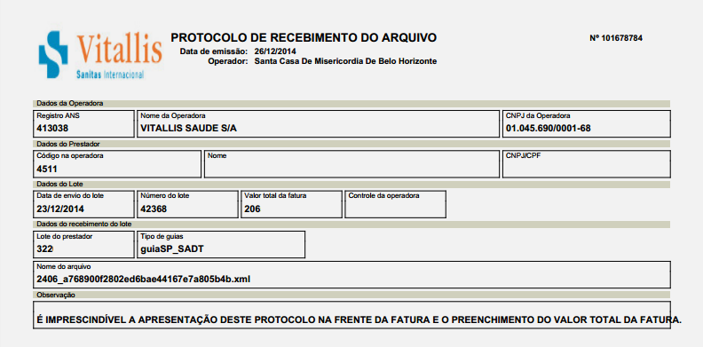 Importante: Caso haja demora na liberação do protocolo, o prestador poderá preenchê-lo de forma manual.