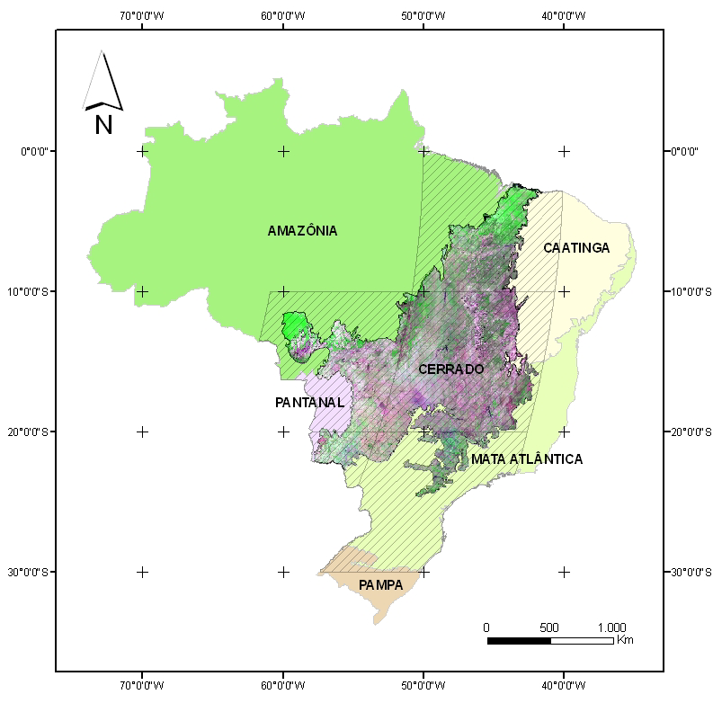 aerossóis residuais) com base no respectivo Quality Assurance layer (metadados). Mais informações sobre o sensor MODIS e a filtragem dos dados podem ser obtidas em www.ufg.br/lapig (DBS/SIAD - Goiás).