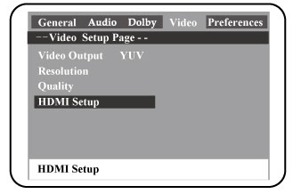CONFIGURAÇÃO DO SISTEMA Menu de configuração de vídeo Seleccione a opção Vídeo para aceder a este menu.