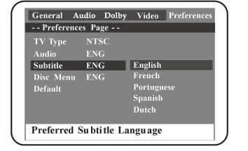 Observações: Se pretender aceder ao menu das preferências, comece por tirar o disco do aparelho ou carregue duas vezes na tecla STOP.