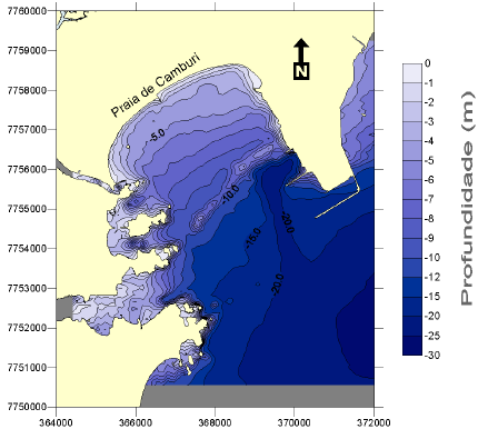 14 que alcançam a linha de costa tornando o litoral recortado, depósitos quaternários e presença da Formação Barreiras (MARTIN et al., 1996a).