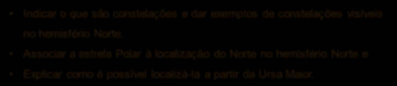 Indicar o que são constelações e dar exemplos de constelações visíveis no