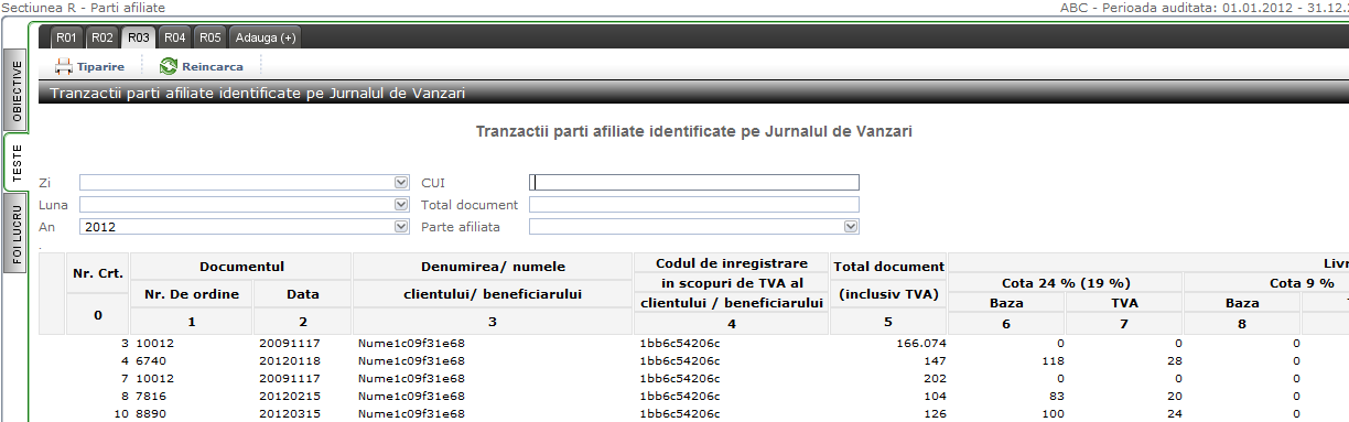 operatiile contabile pe Jurnalul de Cumparari (R02), pe Jurnalul de Vanzari (R03) si in Registrul Jurnal (R05).