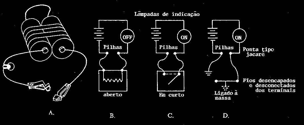 mostrado na figura 11-57B, a luz não acenderá, indicando que o circuito em teste está aberto.