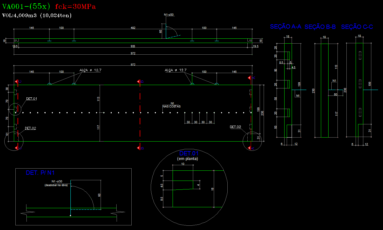 VIGA DE FECHAMENO LATERAL PADRÃO VIGA ARMADA; SEÇÃO(18x230);