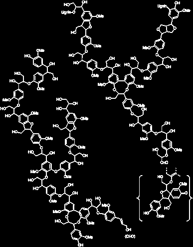 c. Outros grupos funcionais Na lignina ocorrem outros grupos funcionais entre os quais se destacam os grupos carboxílicos (COO) em torno de 0,05/unidade de fenil-propano e grupos