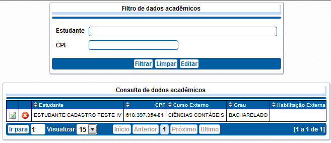 b. Clicar sobre Consulta de dados acadêmicos.