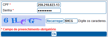 e. Clicar em Ok para entrar no ambiente de alteração de senha. Ver figura 2. Figura 2 f. Digitar a senha antiga; g. Digitar e confirmar a nova senha; h.