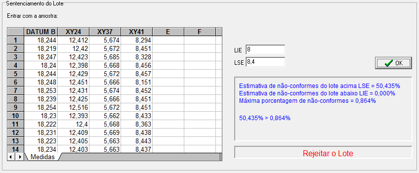 150 XY41 FIGURA 4.14 SENTENCIAMENTO LOTE, CARACTERÍSTICA DATUM B FONTE: O autor (2009) XY24 FIGURA 4.