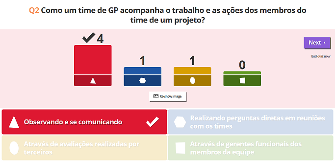 Adicionalmente, algumas configurações precisaram ser realizadas na plataforma, como o padrão de respostas (com 4 opções), limite de tempo para cada pergunta, entre outras. Funcionamento do jogo.