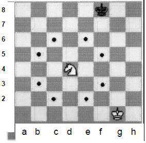 312 Num tabuleiro de xadrez, jogamos com várias peças que se movimentam de maneiras diferentes. O cavalo se move para qualquer casa que possa alcançar com movimento na forma de L, de três casas.