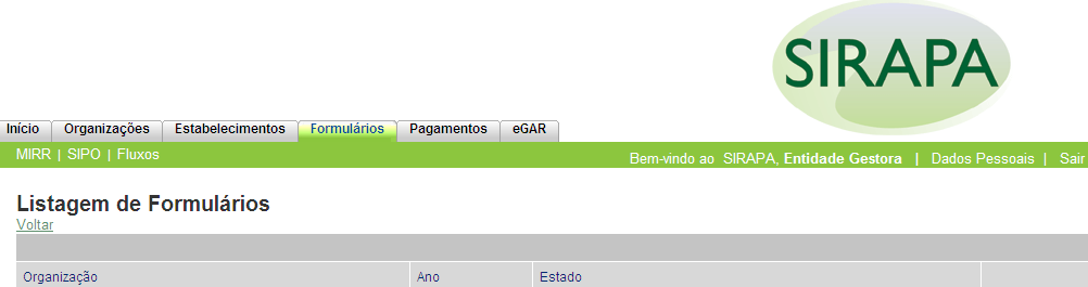 Acesso e estados dos Formulários A entidade gestora deverá preencher anualmente um formulário A, respeitante à identificação da respectiva entidade e dos intervenientes no sistema integrado, e um