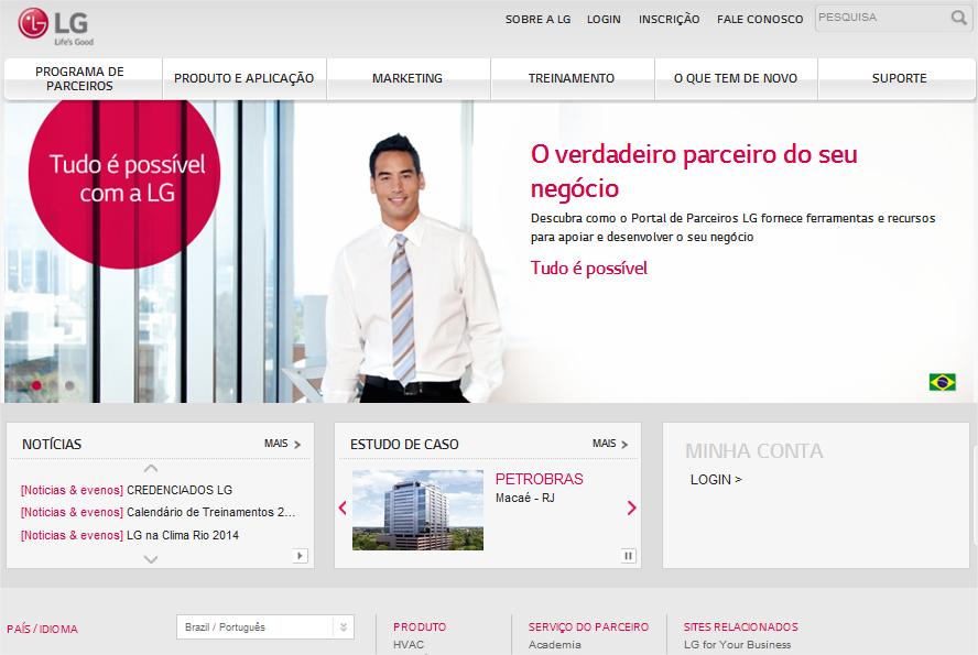 Portal PARTNER (Canal B2B Multi V) O portal PARTNER LG é um site desenvolvido para