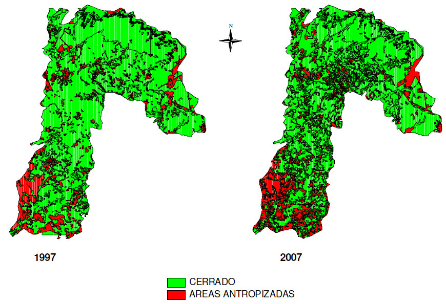 Figura 5 Evolução da Antropização da Bacia do Rio Coxipó.