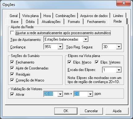 Aba Rede Configure da seguinte forma Desabilite: Ajustar a rede Automaticamente após Processamento automático Tipo de Ajustamento: Estações