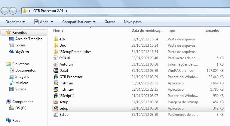 Na pasta do seu GTR Processor,