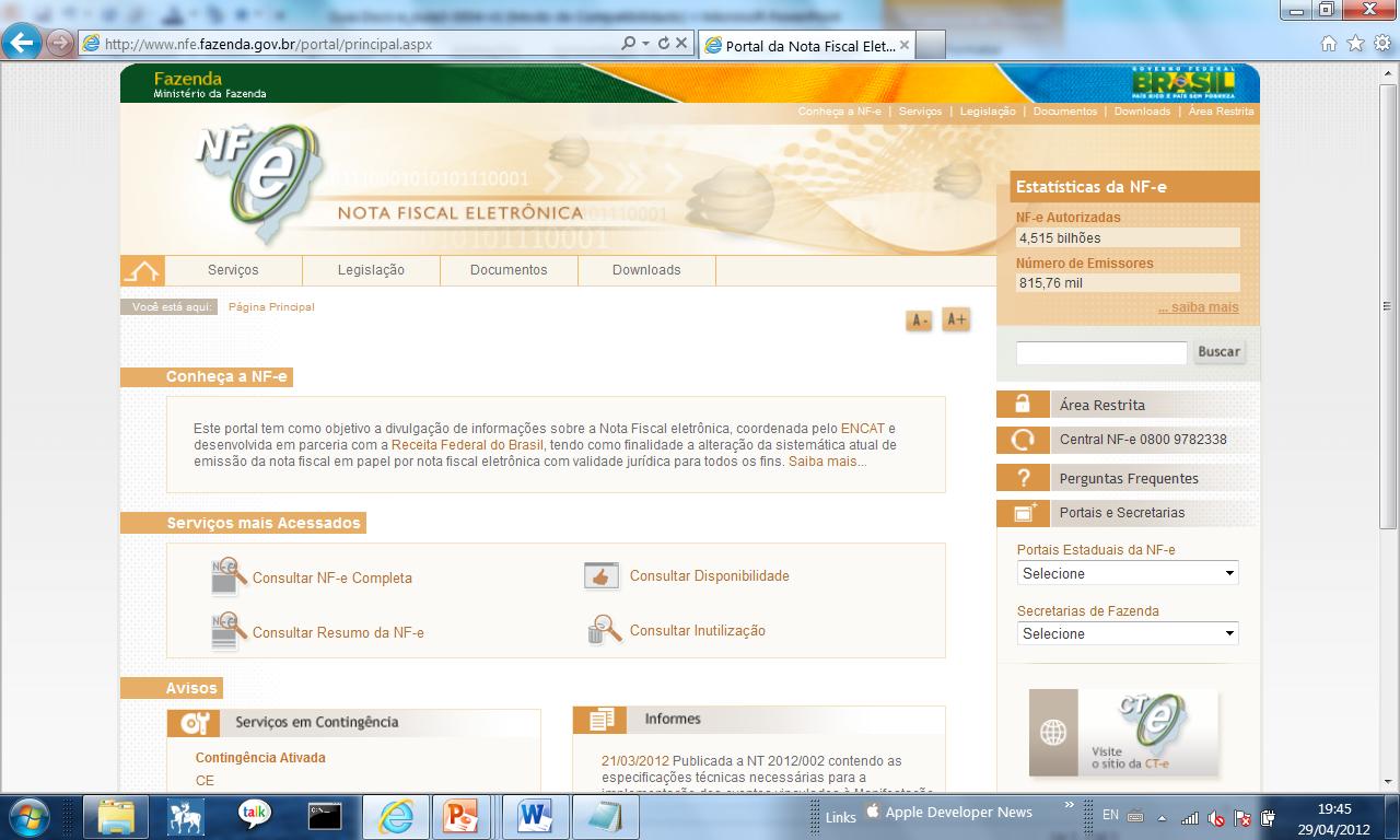 Portal da NF-e: http://www.nfe.fazenda.gov.