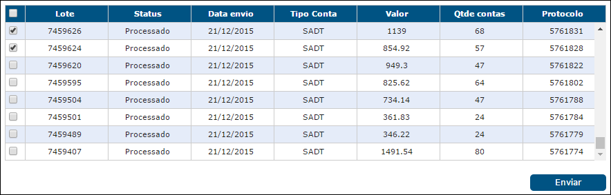 2) Informar dados da Nota Fiscal Foi criado o submenu Processamento de Lotes dentro do menu Faturamento. Clique na opção Nota Fiscal, para buscar os lotes que deseja associar a uma Nota Fiscal.