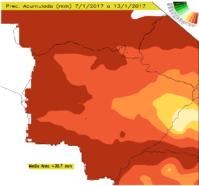 mm Figura 1: Precipitação acumulada em Mato Grosso do Sul entre 07/01/16 e 13/01/17 Fonte: clima1.cptec.inpe.
