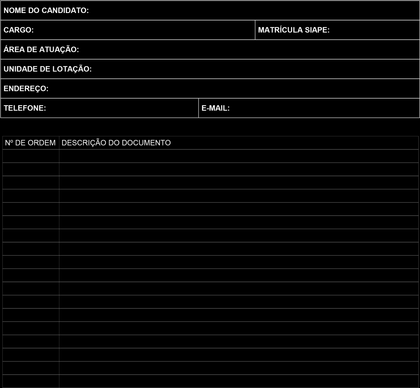 DOCUMENTOS Assinatura do Candidato