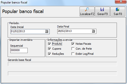 POPULAÇÃO DO BANCO Popular o banco fiscal é a ação de preencher as tabelas do banco fisco com informações fiscais.