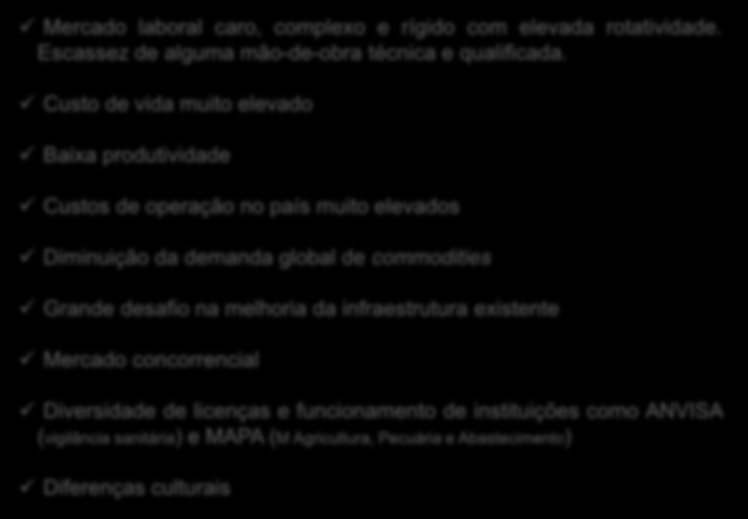 III. Dificuldades e Desafios do Mercado Mercado laboral caro, complexo e rígido com elevada rotatividade. Escassez de alguma mão-de-obra técnica e qualificada.