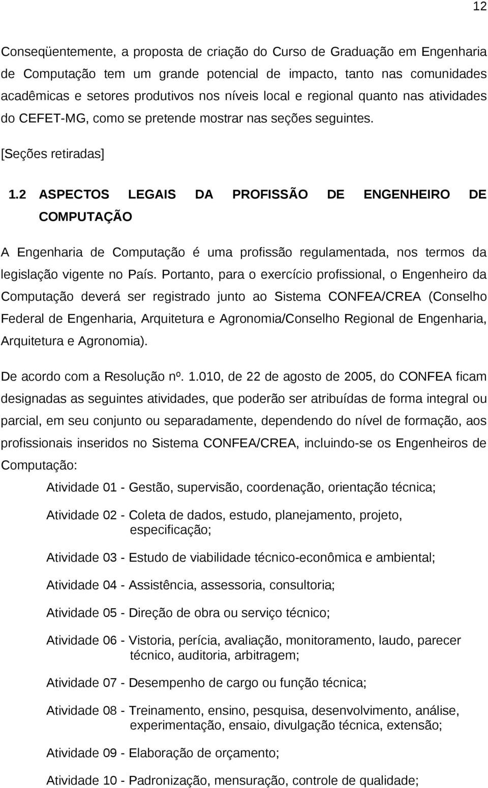 2 ASPECTOS LEGAIS DA PROFISSÃO DE ENGENHEIRO DE COMPUTAÇÃO A Engenharia de Computação é uma profissão regulamentada, nos termos da legislação vigente no País.