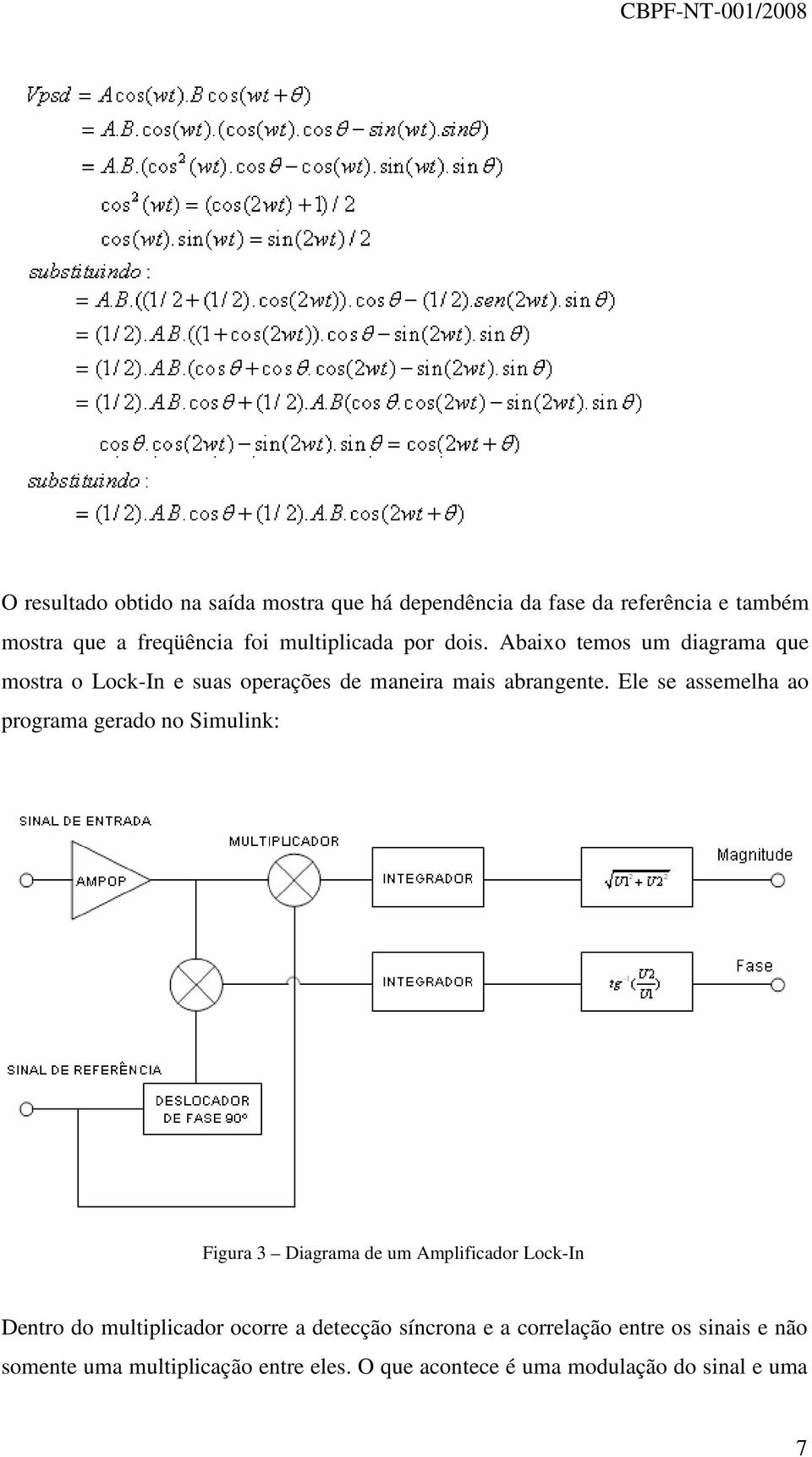 Ele se assemelha ao programa gerado no Simulink: Figura 3 Diagrama de um Amplificador Lock-In Dentro do multiplicador